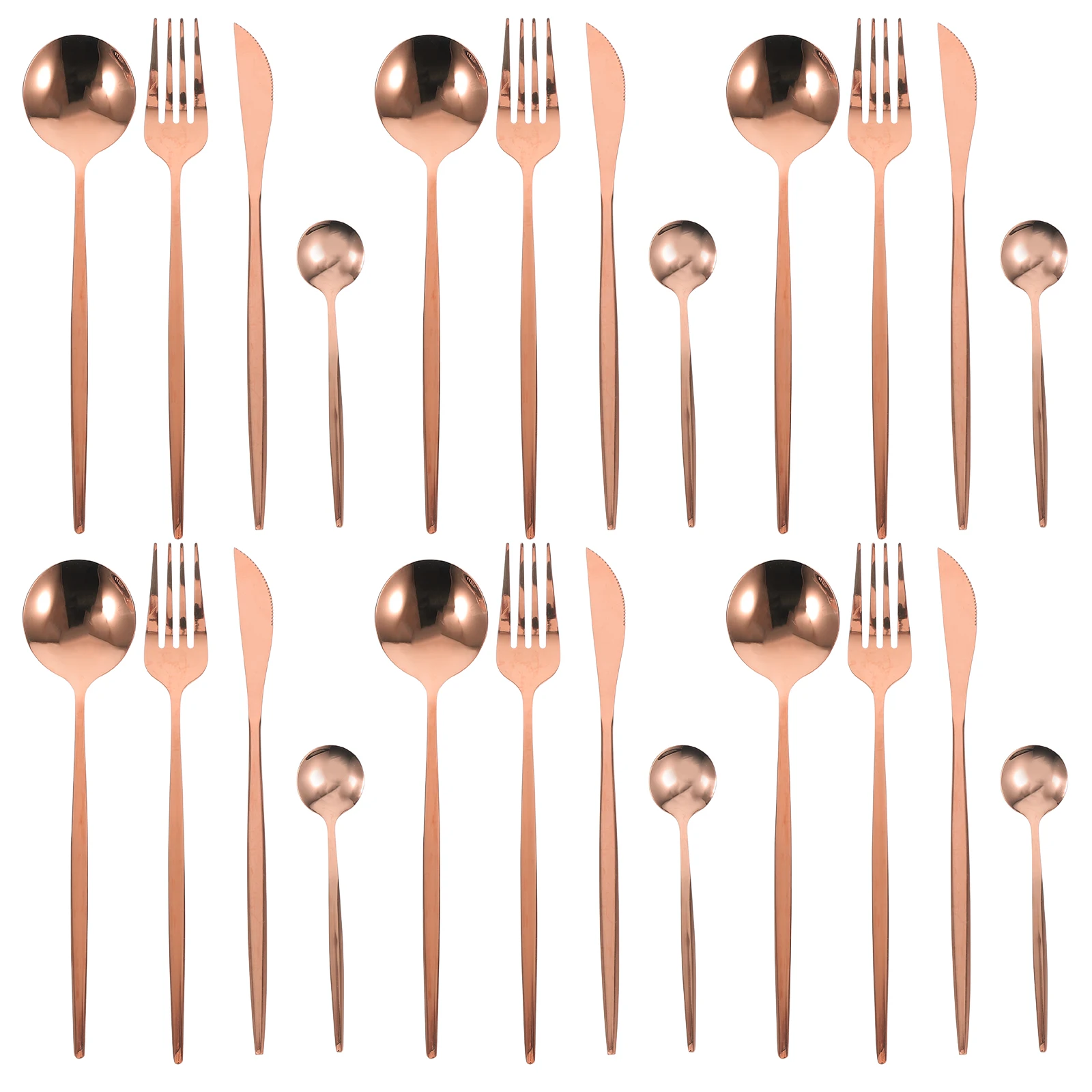 

6Sets Stainless Steel Tableware Steak Fork Spoon Tea Spoons Ergonomic Grip Dinner Flatware Set for Special Occasions