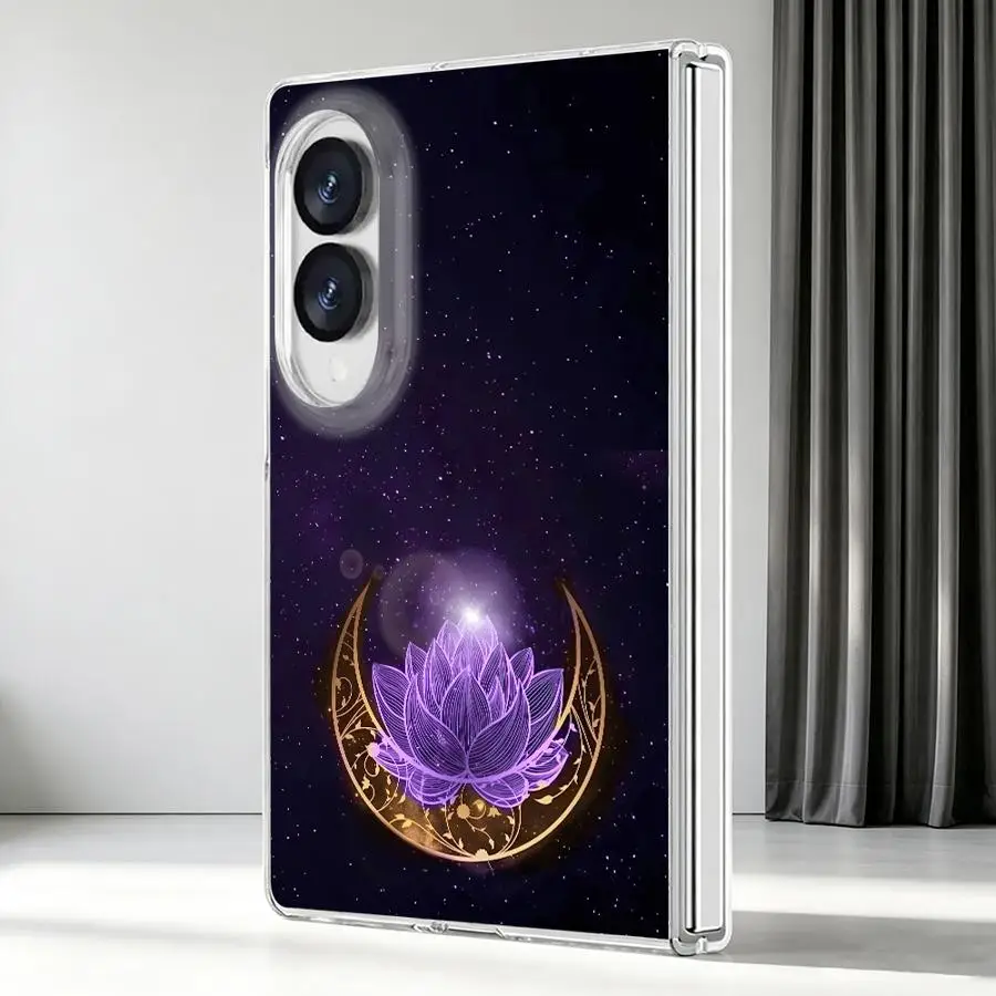 Transparent Phone Cover Case for Samsung Galaxy Z Fold 8 PC Hard Luxury ZFold8 ZFold 8 Purple Moon