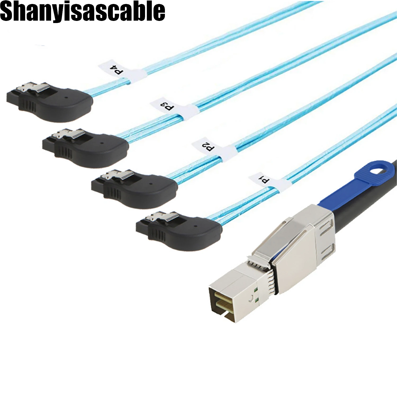 1.0M External Mini SAS HD SFF-8644 to 4X SATA 7Pin female right angle cable