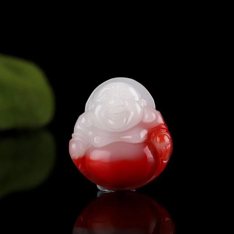 قلادة قلادة على شكل دم الدجاج الطبيعي من اليشم بوذا قونغ، إكسسوارات الموضة الكلاسيكية