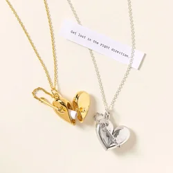 Minimalist Heart Love Hollow Pendant Necklace for Women Stainless Steel Charm Romantic Jewelry Valentine's Day present