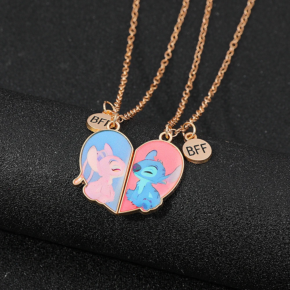 2 قطعة/المجموعة الملاك غرزة أفضل أصدقاء قلادة قلادة قابل للتعديل سلسلة زوجين مجوهرات BFF هدايا للنساء المدرسة #1