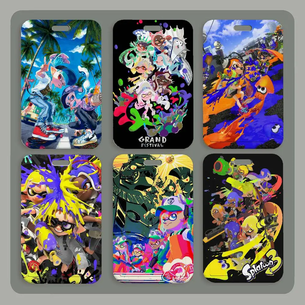 Video Game S-Splatoon ID Card Holder Neck Strap Pendant Door Badge Holder Lanyards Keychain Work Credential Case Gift
