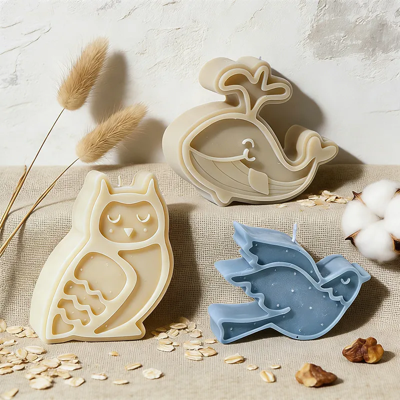 Cute Animal Silicone Candle Mold - DIY Bird Dolphin Koala Flying Dog Horse Aroma Soap Plaster Tool for Creative Home Crafting