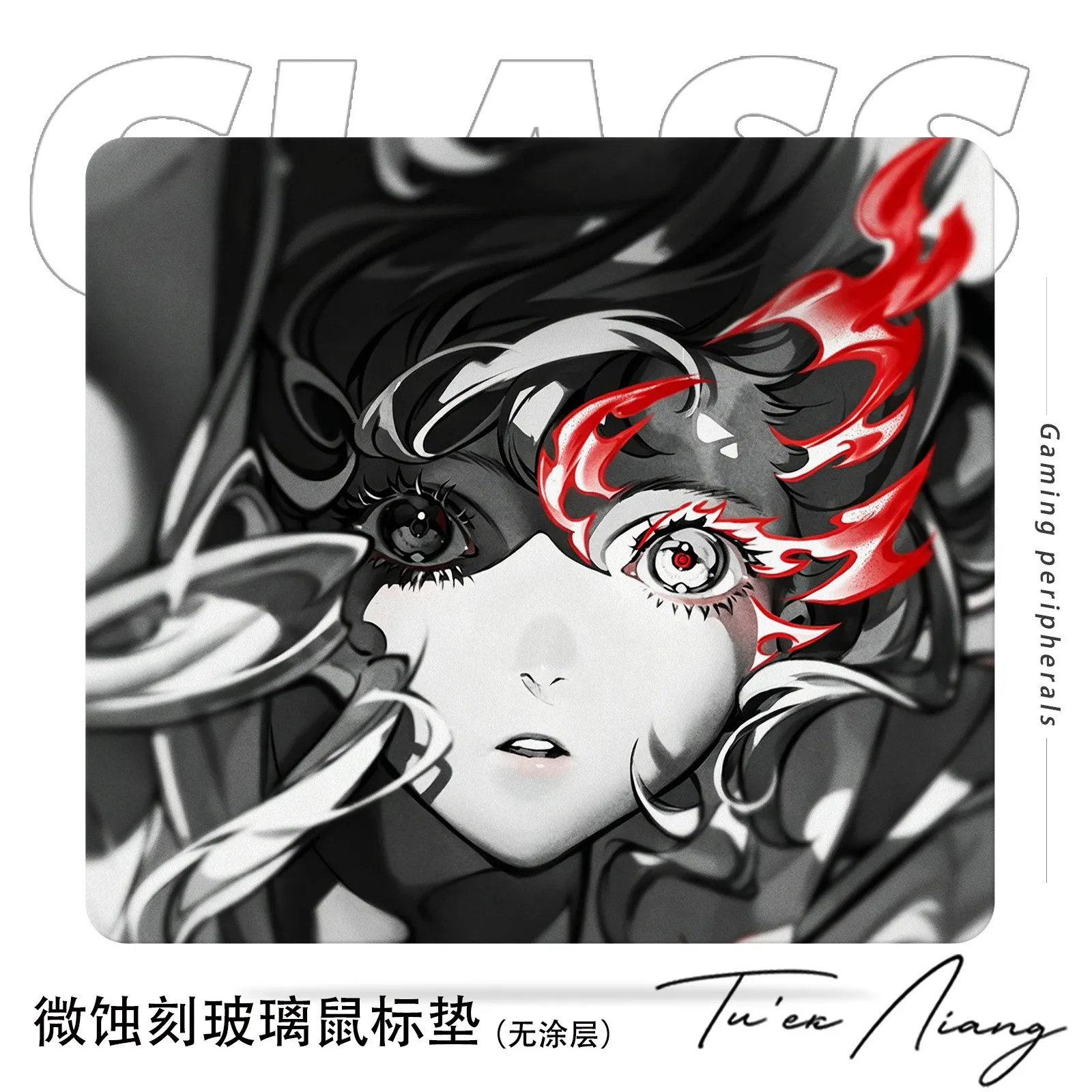 Micro Etched Glass Mouse Pad Smooth Hard Gaming Desk Mat Anime Girl Print Non-Slip Glass Mat FPS Waterproof PC Laptop Desktop