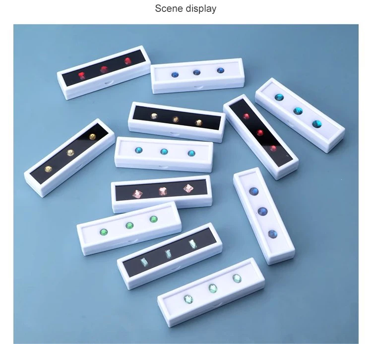 Wholesale Gem Stone Display Sponge Holder Box Jewelry Beads Container Loosing Diamond Storage Case Long Gems Box With Glass Lid