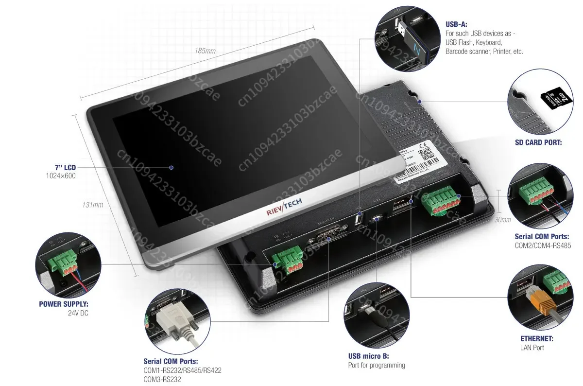 หน้าจอสัมผัส HMI PLC รุ่นใหม่ RTS007 สำหรับเชื่อมต่อระหว่างมนุษย์และเครื่องจักร ควบคุมด้วยโปรแกรมได้ ราคาโรงงาน