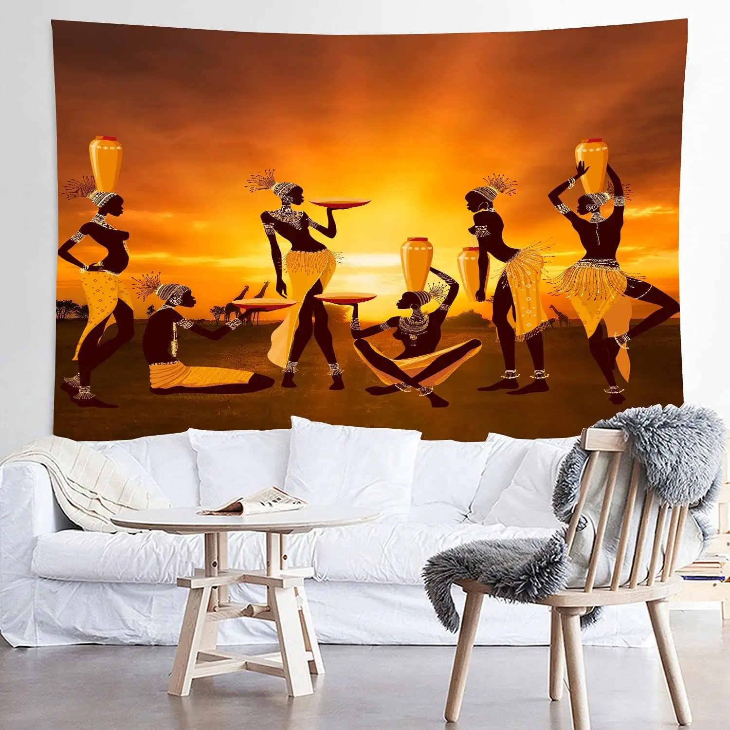 Ethnic Celebration Mural Tapestry Wall Art Bohemian Tribal Dance Festival Fabric Decor Throw Blanket