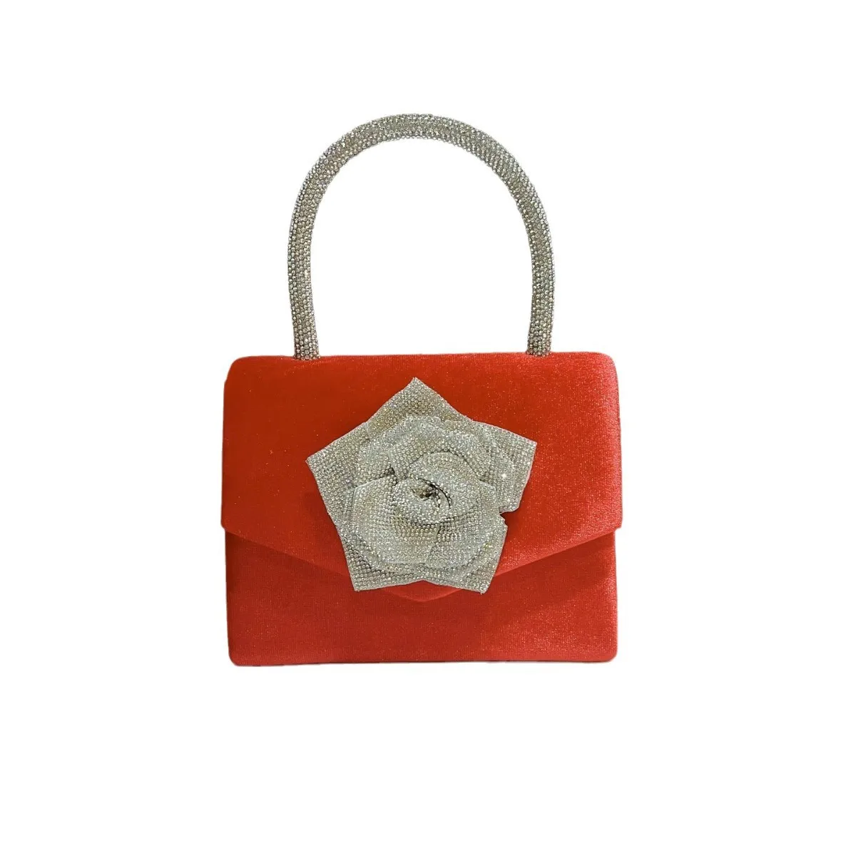 

Velvet Rose Handbag Shoulder Messenger Dinner Dress Bag Bridal Handbag Vestido De Noche Fiesta Lujo Trendy Glitter Material Tote