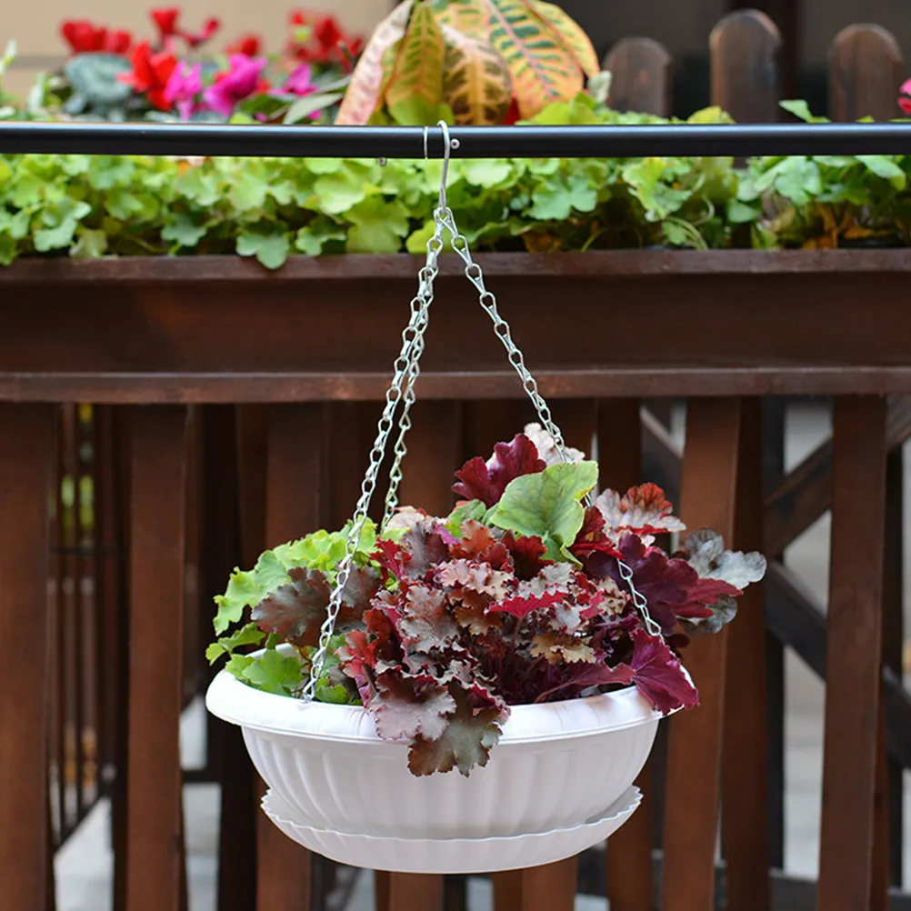 

2Pcs Resin Plastic Hanging Flowerpot with Tray Wall Mounted Planter for Home Office Wedding Decor Indoor Outdoor Garden Balcony