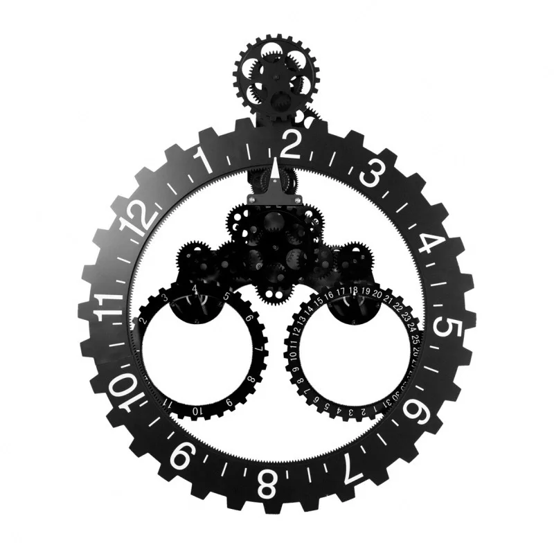 Triangular Large Gear Wall Clock Simple European Mechanical Gear Clock Home Living Room Decorative Hanging Clock