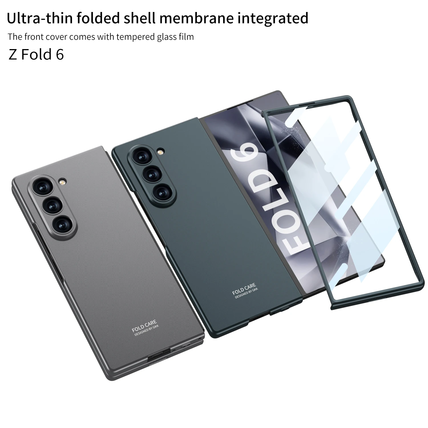 For Samsung Galaxy Z Fold 6 ZFold6 Case Skin Friendly Matte with Tempered Film Shockproof Protection Hard Back Cover Accessories