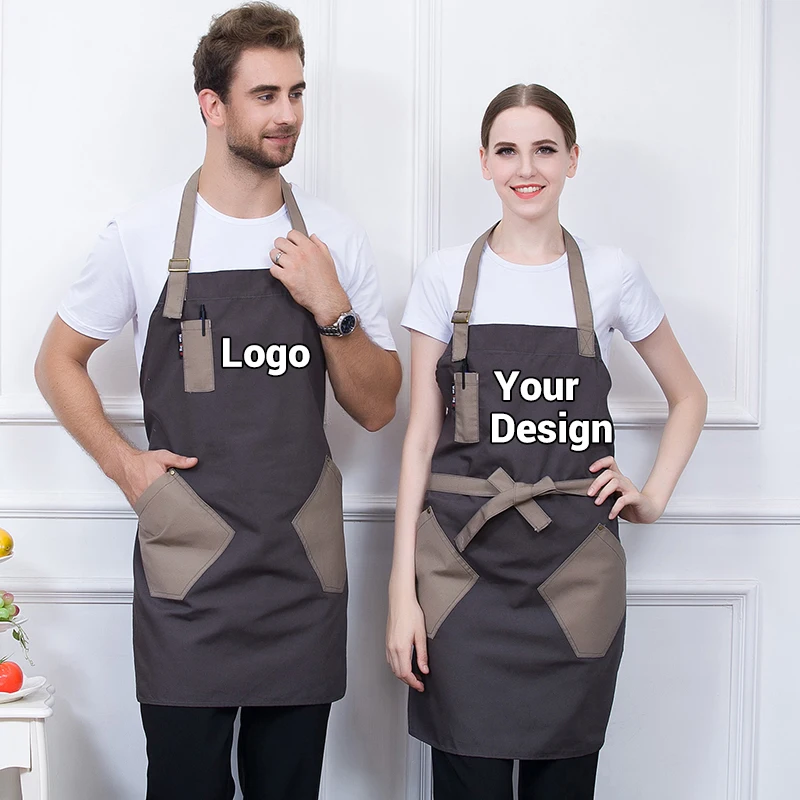 Professional Business Server Apron for Kitchen Cleaning Cooking Protective Cover Clothes Women and Men Hospitality Uniform Logo