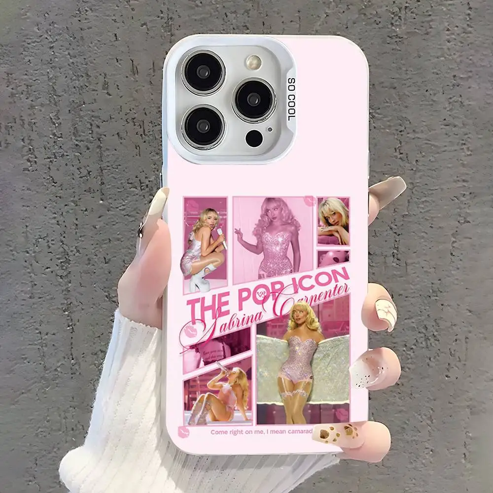 حافظة هاتف سنجر S-Sabrina Carpenter لهاتف آيفون 17,16,15,14,13,12,11,Pro,XS,Max,Plus,Mini,SE غطاء مقاوم للصدمات من الحلوى البيضاء غير اللامعة