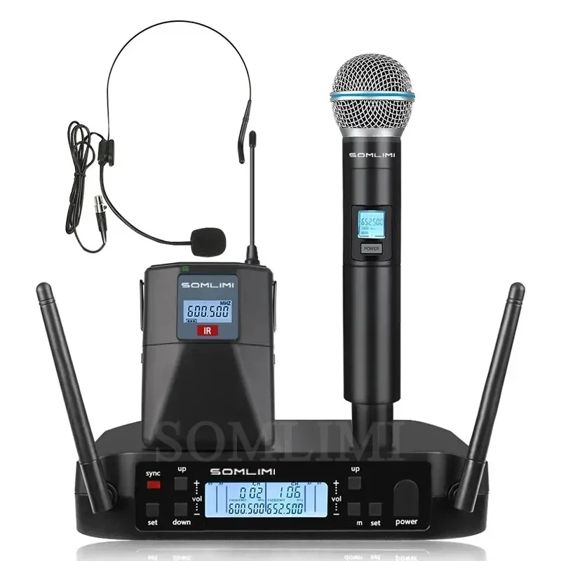 SOMLIMI-Microphone professionnel sans fil GLD58, système UHF, déterminer le micro pour discours sur scène,