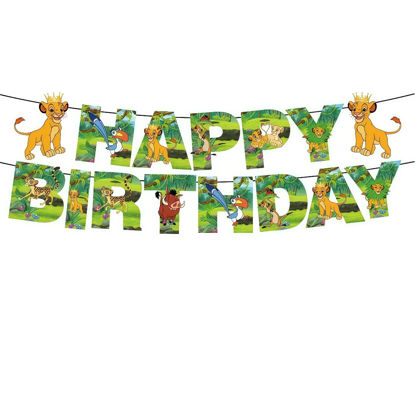König der Löwen Simba Geburtstagsparty Dekorationsset Happy Birthday Banner Tortendekoration Luftballons für Kindergeburtstag Partyzubehör – Detail 5