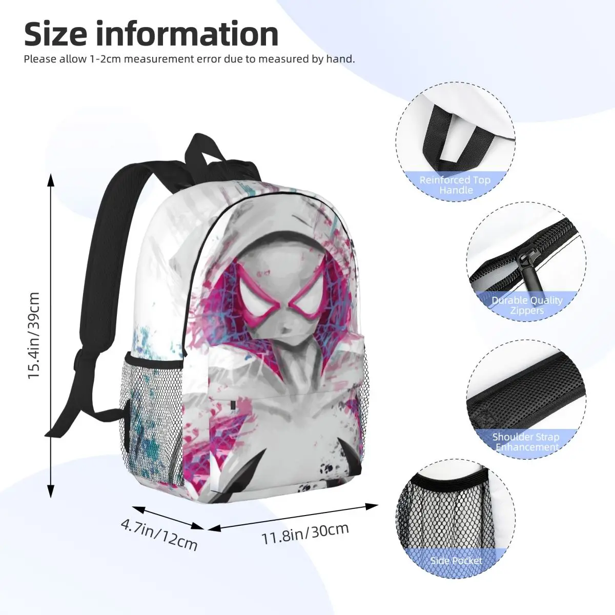 Spider Ghost Lightweight 15-Inch Backpack - Versatile and Stylish Bag for School, Travel, and Daily Use