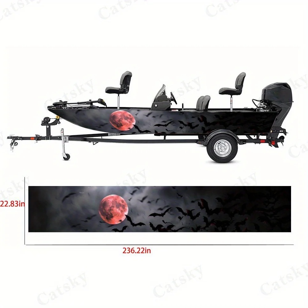 الخفافيش في الليل قارب ملصق الفينيل السفينة عائم سطح قارب الصيد الزخرفية قوارب عائم صائق #4