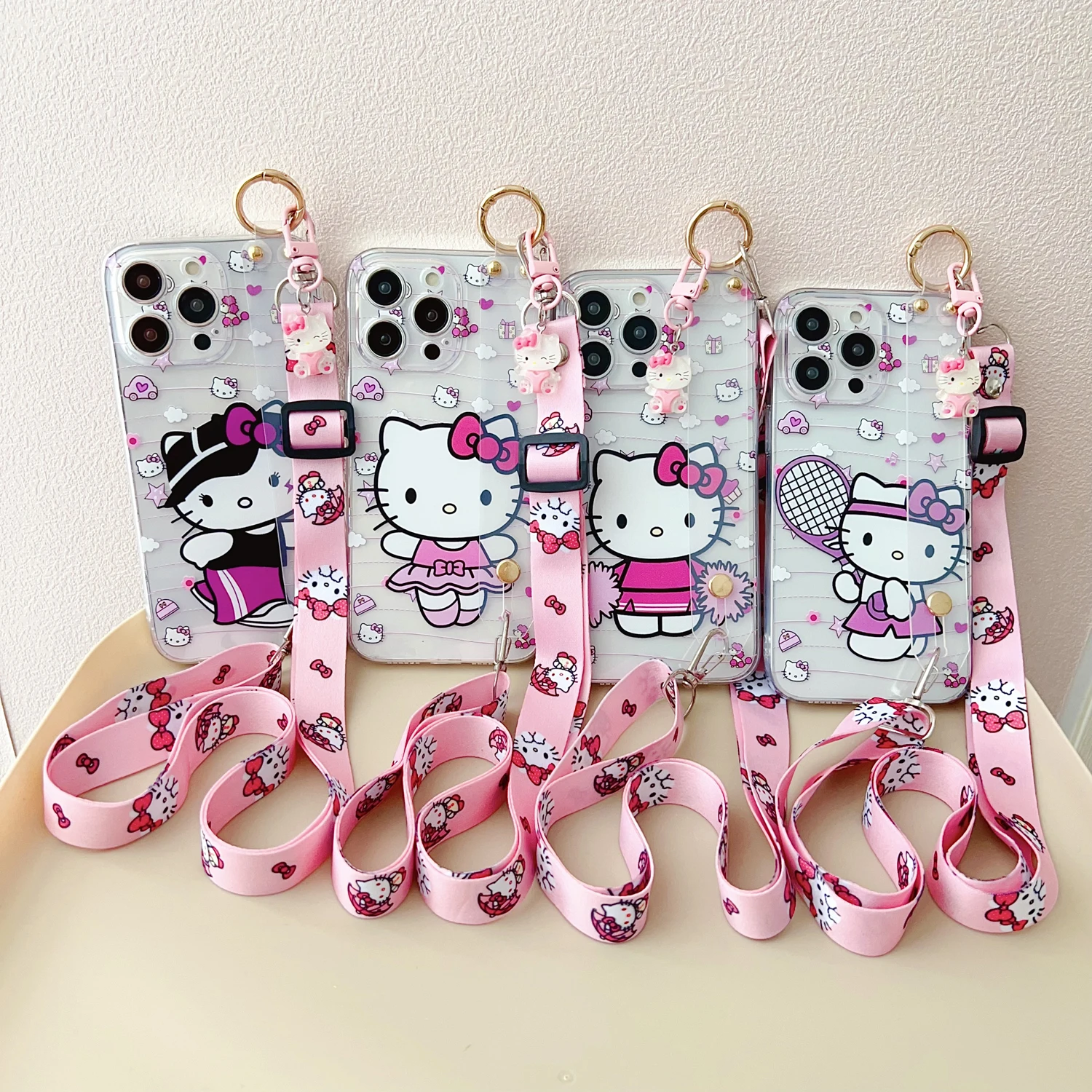 For OnePlus NORD 2 N20 CE 2 2T CE2lite ACE 2 Ace3V 10R Sports Hello Kitty Case Wrist Strap Ornament