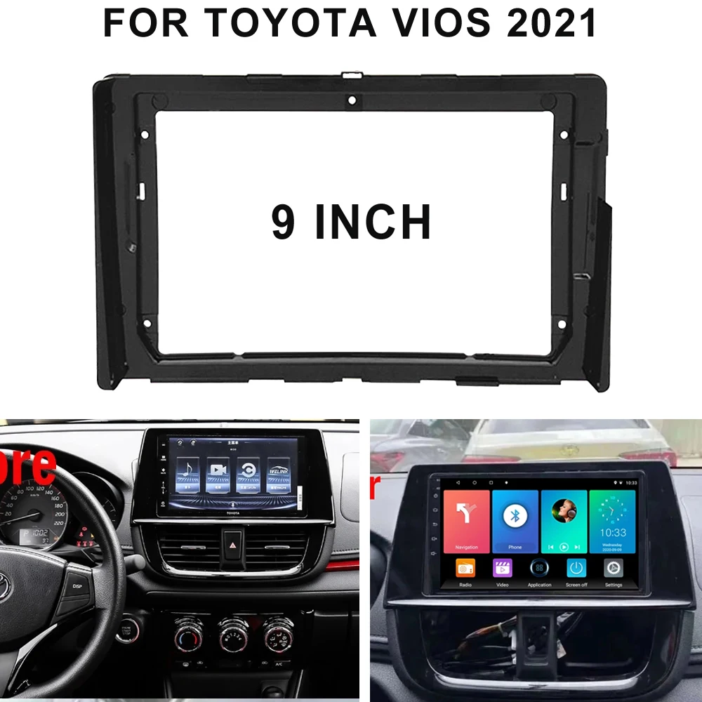 

9inch Universal 2 Din car Radio Fascia For Honda Vios Yaris 2020 2021 2022 Stereo Panel Dash Mounting Frame Trim Kit Face