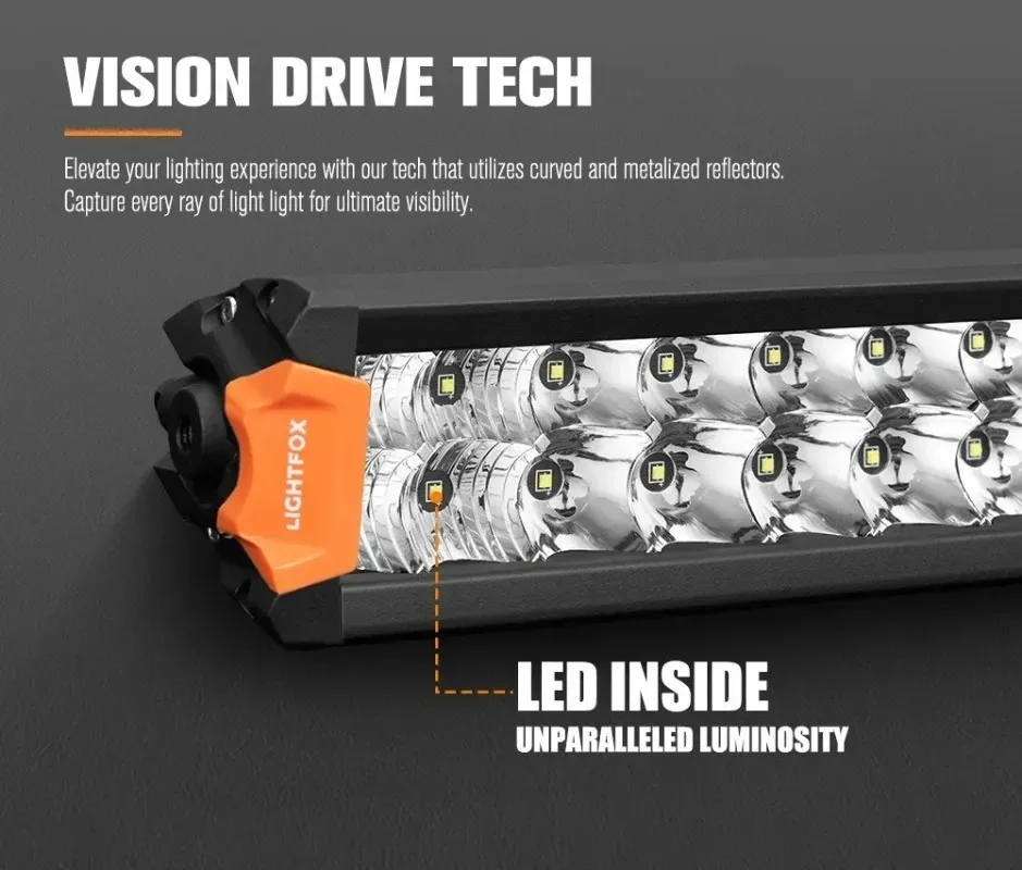 Luz de tira laser modificada para veículo off-road 22 polegadas LED luz de tira de fileira dupla luz auxiliar