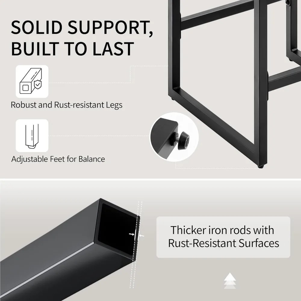 Set of 3 Counter Height Bar Stools, Upholstered Faux Leather with Low Back, Thickened Metal Legs, Modern Design