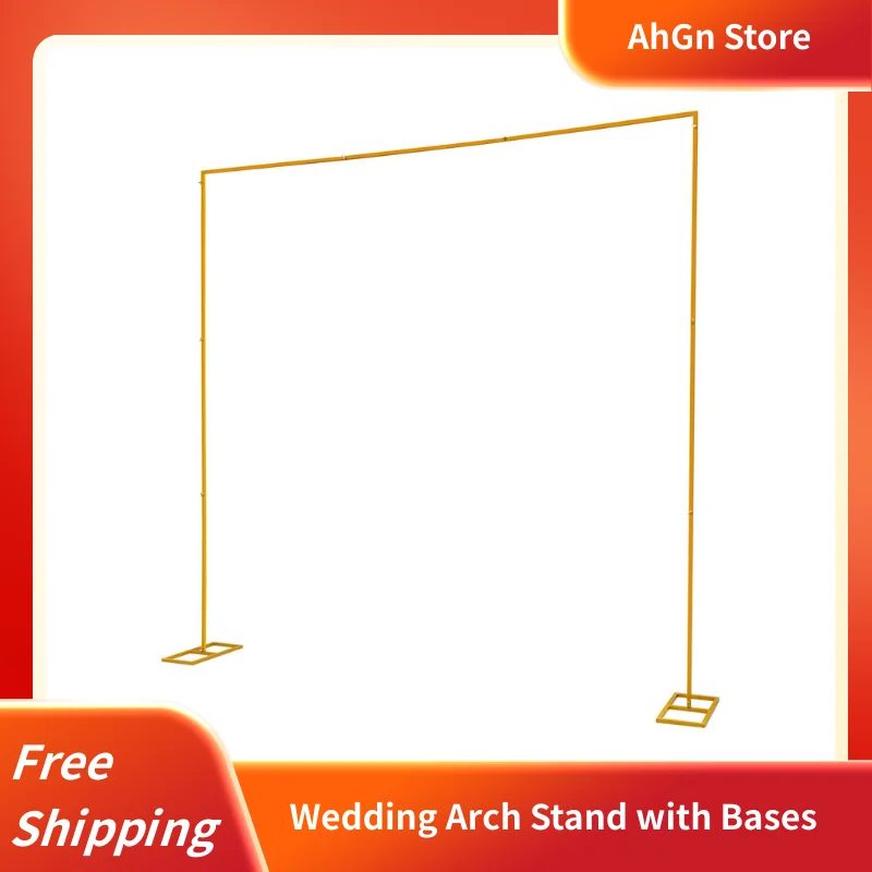 

Wedding Arch Stand 9.8in Gold Square Metal Arch 10kg Load-Bearing Frame for Wedding Quinceañera Party Backdrop Photo Booth Decor