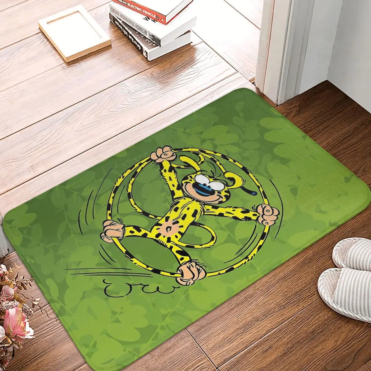 Marsupilami Cute Leopard Bathroom Non-Slip Carpet Green Bedroom Mat Entrance Door Doormat Floor Decor Rug