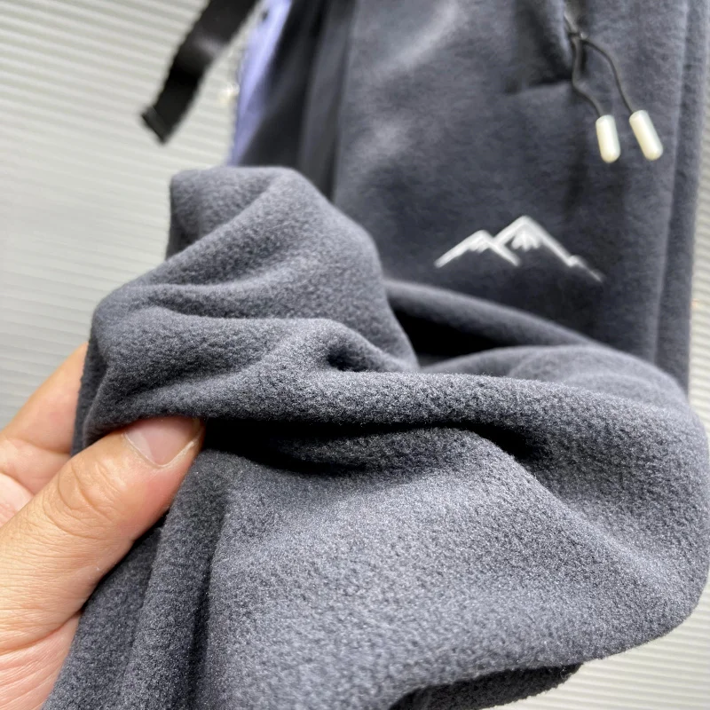 الخريف الشتاء الوجهين Fce الدافئة سراويل تقليدية الرجال السراويل فضفاضة ثلاثية الأبعاد الخياطة Thiened الشباب نشط Sle السراويل الطويلة