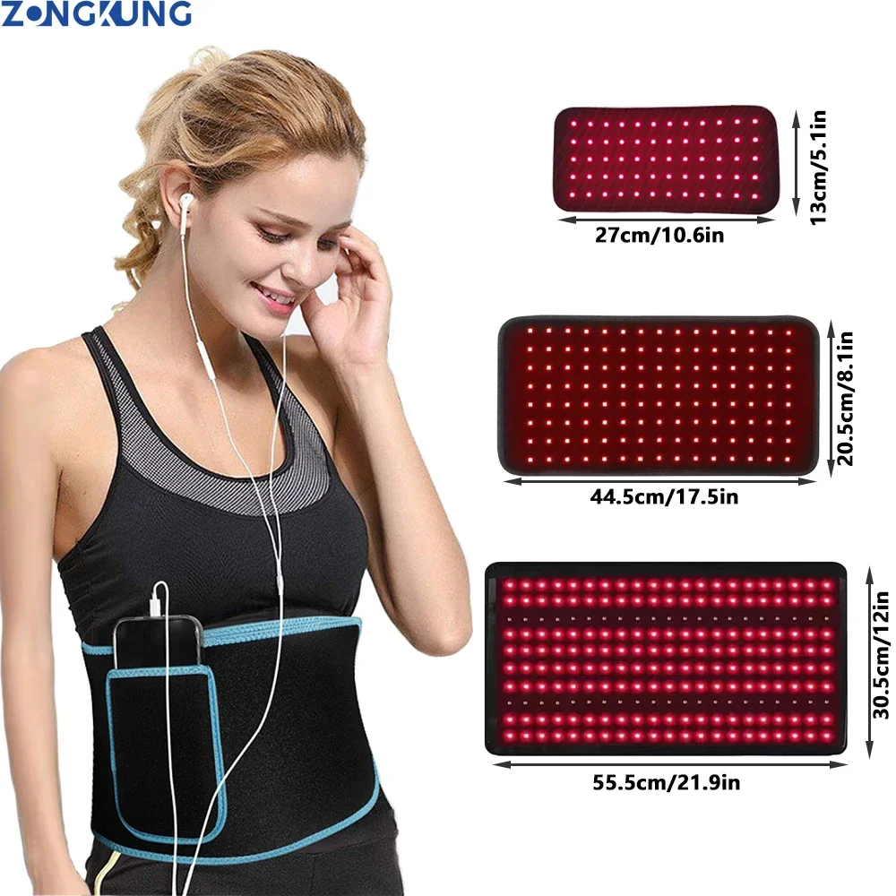 Physiotherapy LED Red＆Infrared Light Belt 660&850nm Full BodyFatigue Relief Wrap Burn Fat Wrap Slimming Machine Waist Pad