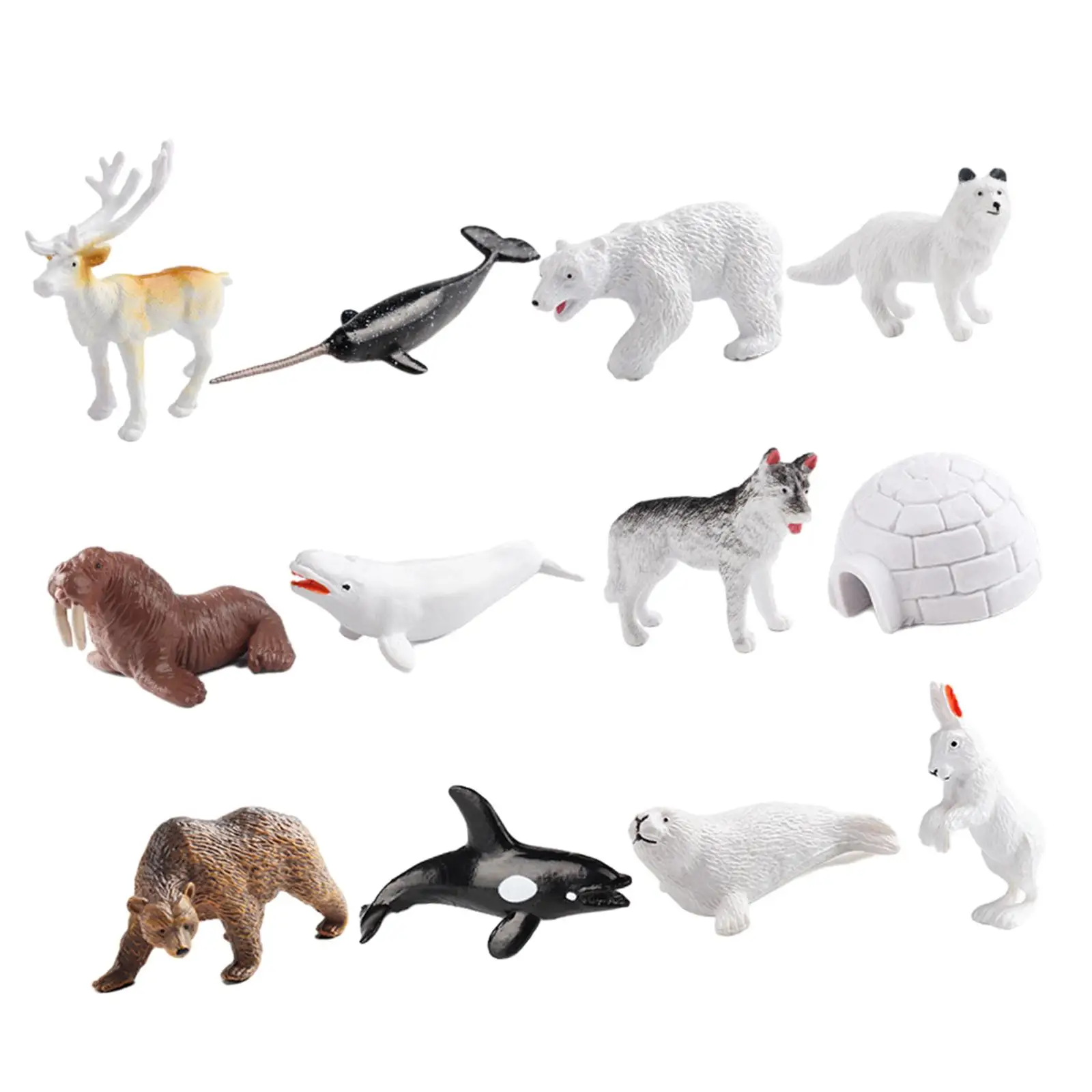 12x Arctic Animal Figures Toy Decoration Realistic Educational Interactive Valentines Day Gifts for Kids for School Classroom
