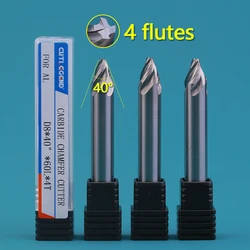 CUTLEGEND Chamfer Milling Cutter 40 Degree 4 Flute Spiral Carbide Corner Countersink Chamfering End Mill Deburring Edges For AL