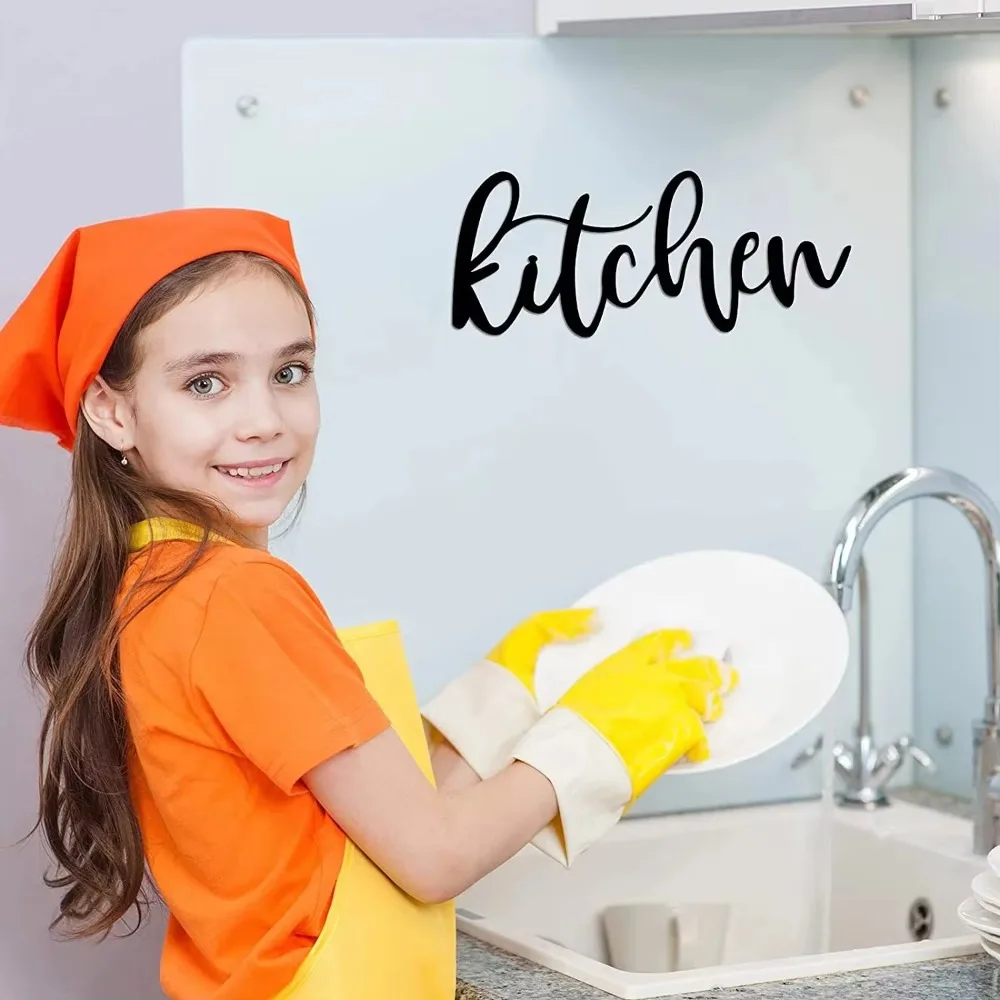 علامات انقطاع معدنية للمطبخ ، ديكور حائط كلمة ، منزل ، مطعم ، غرفة طعام ، فن حائط معلق ، مثالي