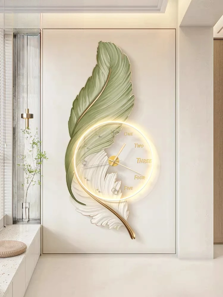 Clock porch decorative painting Nordic cream wind home is opposite the door wall painting luminous wall lamp corridor
