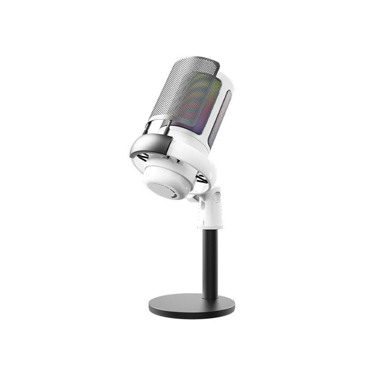 

USB Gaming Condenser Microphone Computer Recording Microphone RGB Lighting Capacitor Microphone White