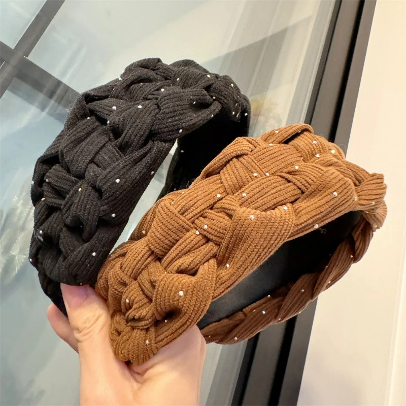 

Повязка на голову с витой косой Hot Drill, популярная универсальная повязка на голову с широкой полосой, топ с высокой короной, покрывает седые волосы, женская повязка на голову