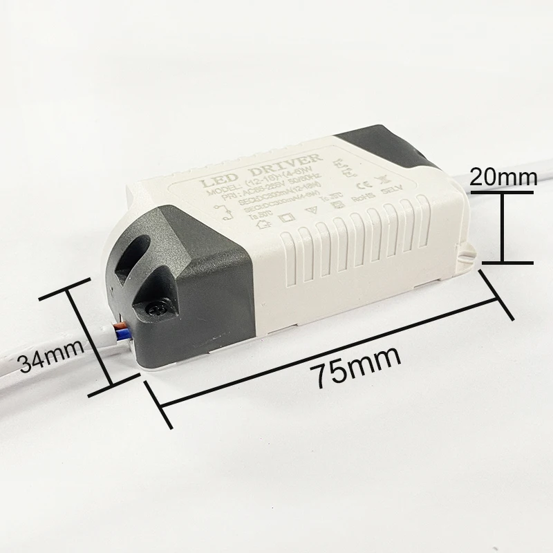 LED Driver 3pin Connetor 18+12W,12+8W Transfermer for 2 Colors Ceiling Lamps Output:DC24-40V,36-60V 260mA  AC110V-265V