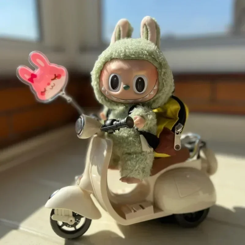 Mini Electric Motorcycle Toy For Labubu Doll Accessories Fun Cute Doll Toys With Lights And Music Rotating Miniature Xmas Gift