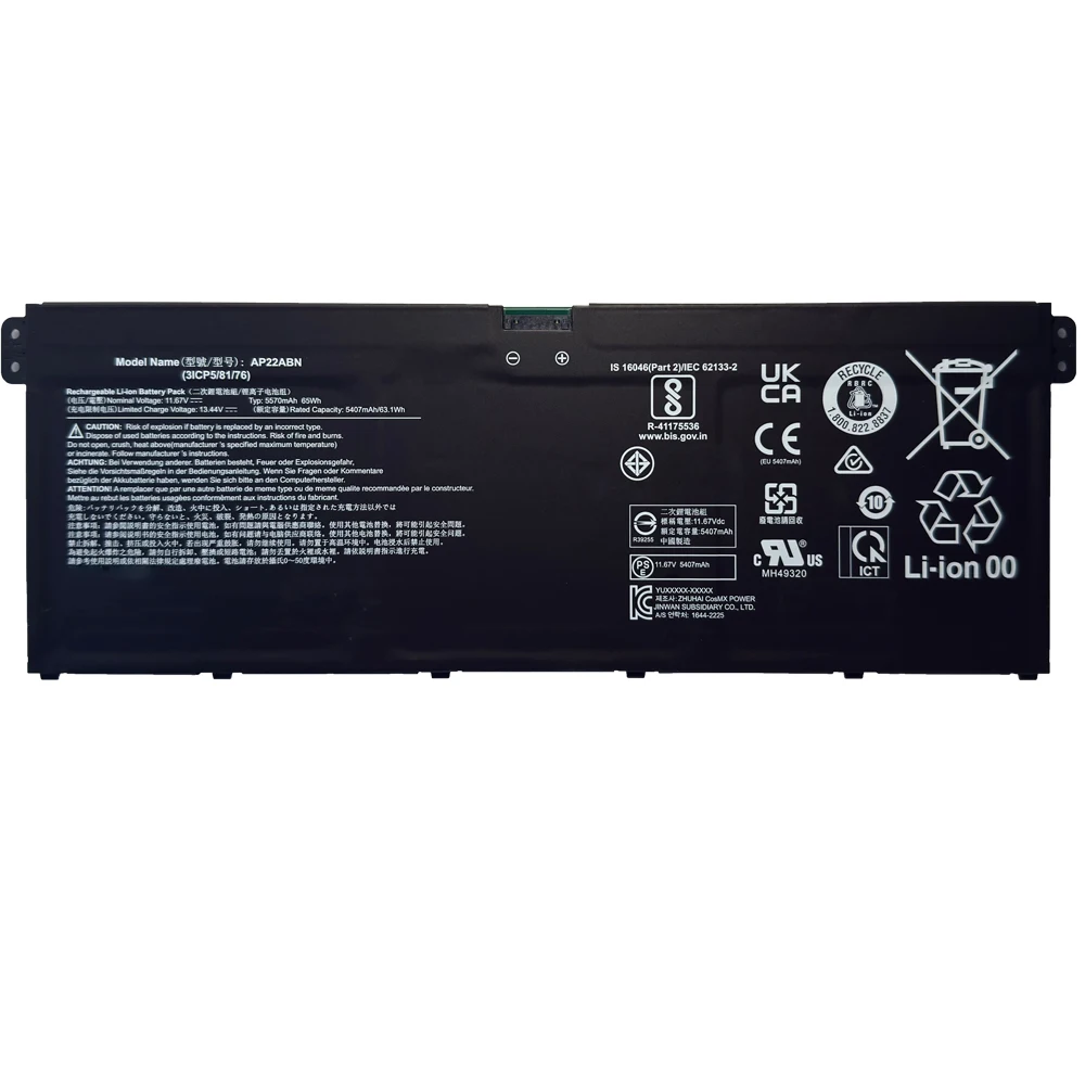 7XINbox AP22ABN 11.67V 65Wh 5570mAh Battery For Acer Swift GO 16 SFG16-71 14 SFG14-41 SFG14-41 SFG14-71-785V Series
