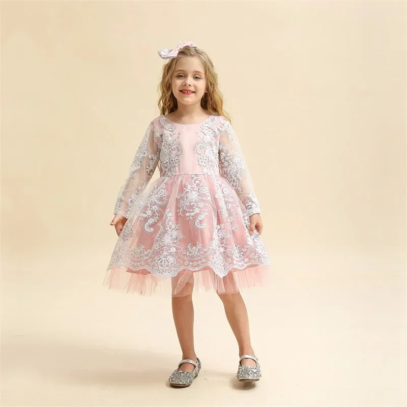 Baby Girl 1st Birthday Party Dress Infant Christening Tutu Gown Toddler Girls Baptism Christmas Dress Long Sleeves Baby Clothes