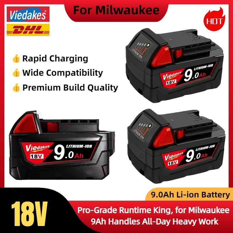 

for Milwaukee M18 18V 6.0Ah 9Ah Battery , High Capacity Li-ion Battery , for Milwaukee M18 System Power Tools.