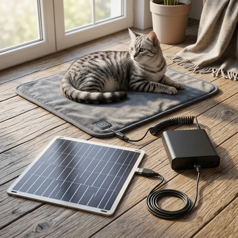 12W Solar Chair Blanket with Integrated Panel - Outdoor-Ready Photovoltaic Heating Pad for Cold Season Comfort