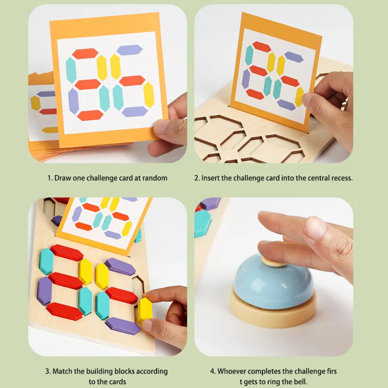 Gioco di blocchi di costruzione per battaglia con numeri in legno - Giocattolo per l'apprendimento della matematica per bambini per abbinamento di numeri e ordinamento dei colori Gioco interattivo
