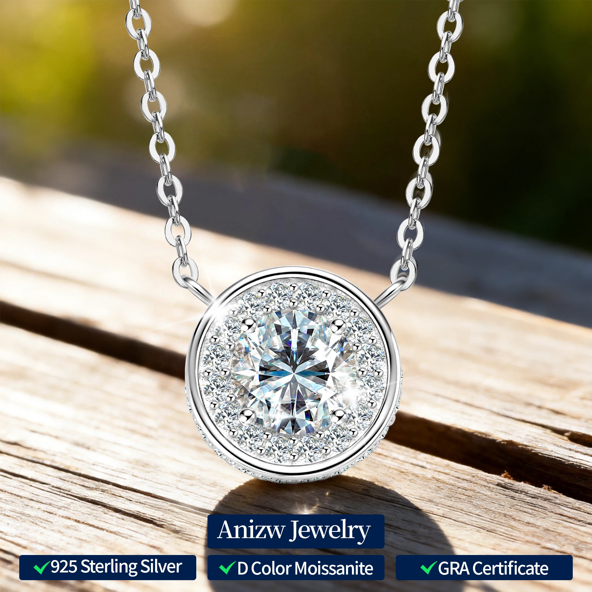 

Anziw 1CT 6,5 мм муассанитовый кулон ожерелье для женщин 925 серебряная цепочка полный лабораторный бриллиантовый воротник 2025 новые ювелирные изделия подарочный сертификат