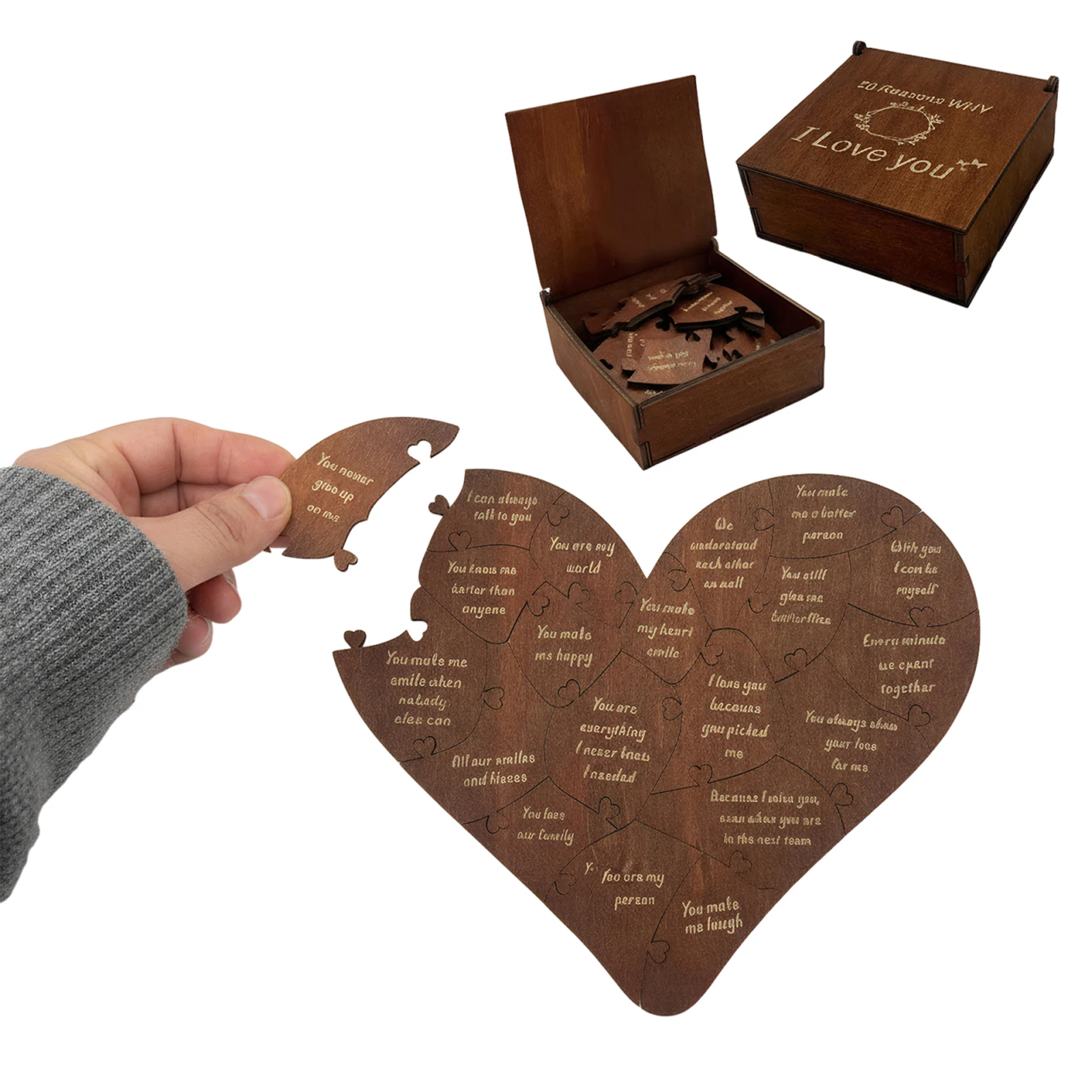 20 Reasons Why I Love You Heart Puzzle W/ Gift Box 20 Reasons Heart Puzzle for Him Her Valentines Anniversary Wedding
