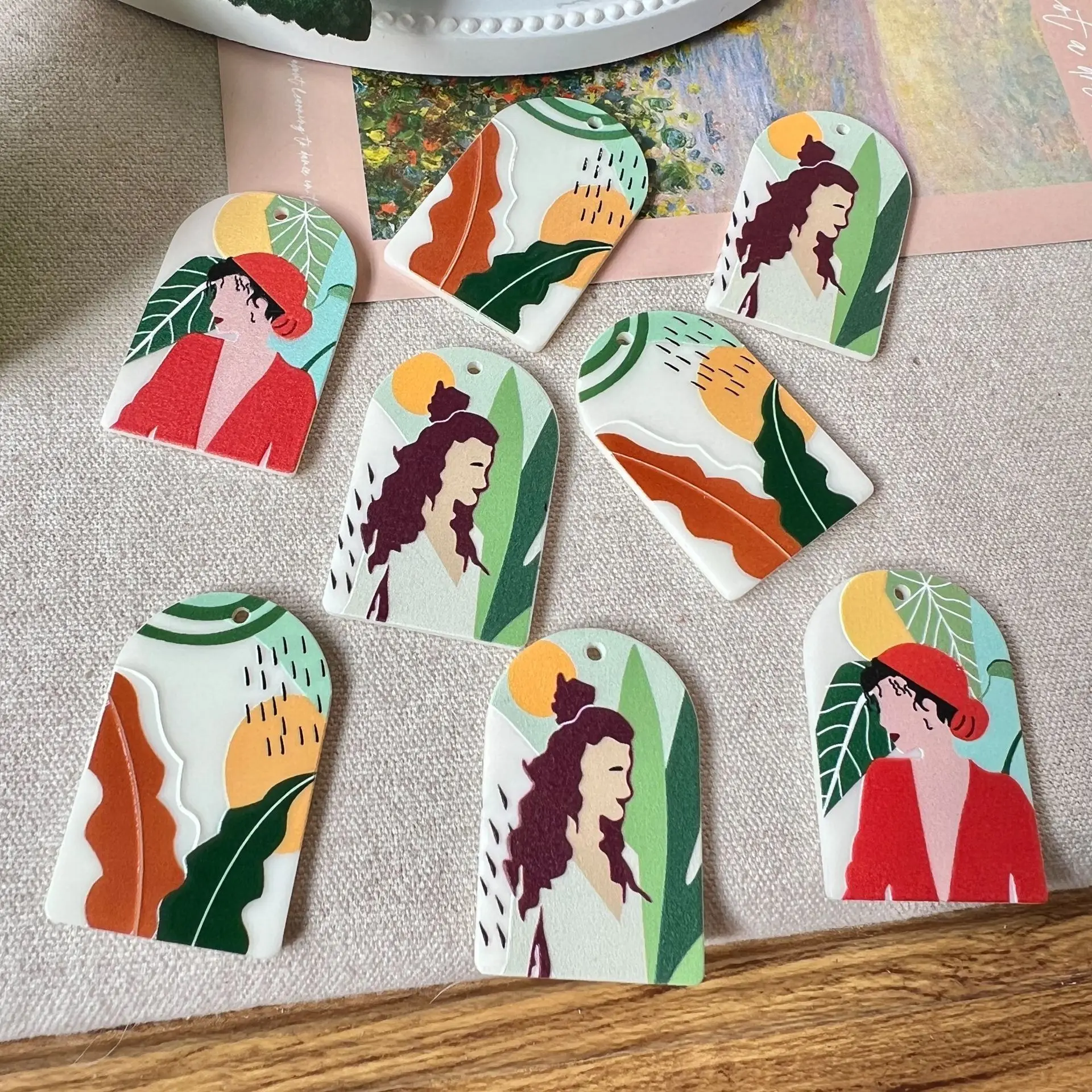 

10pcs New Fashion Acrylic Pendants Handmade Girls Necklace Earrings Pendant Connectors Diy Earrings Jewelry Making Accessories