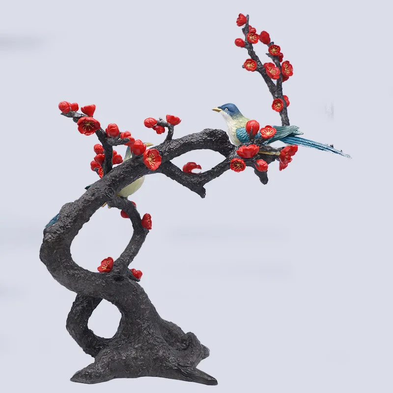Brass painted large version happy on the branches, double happy door, home creative bronze magpie ornament