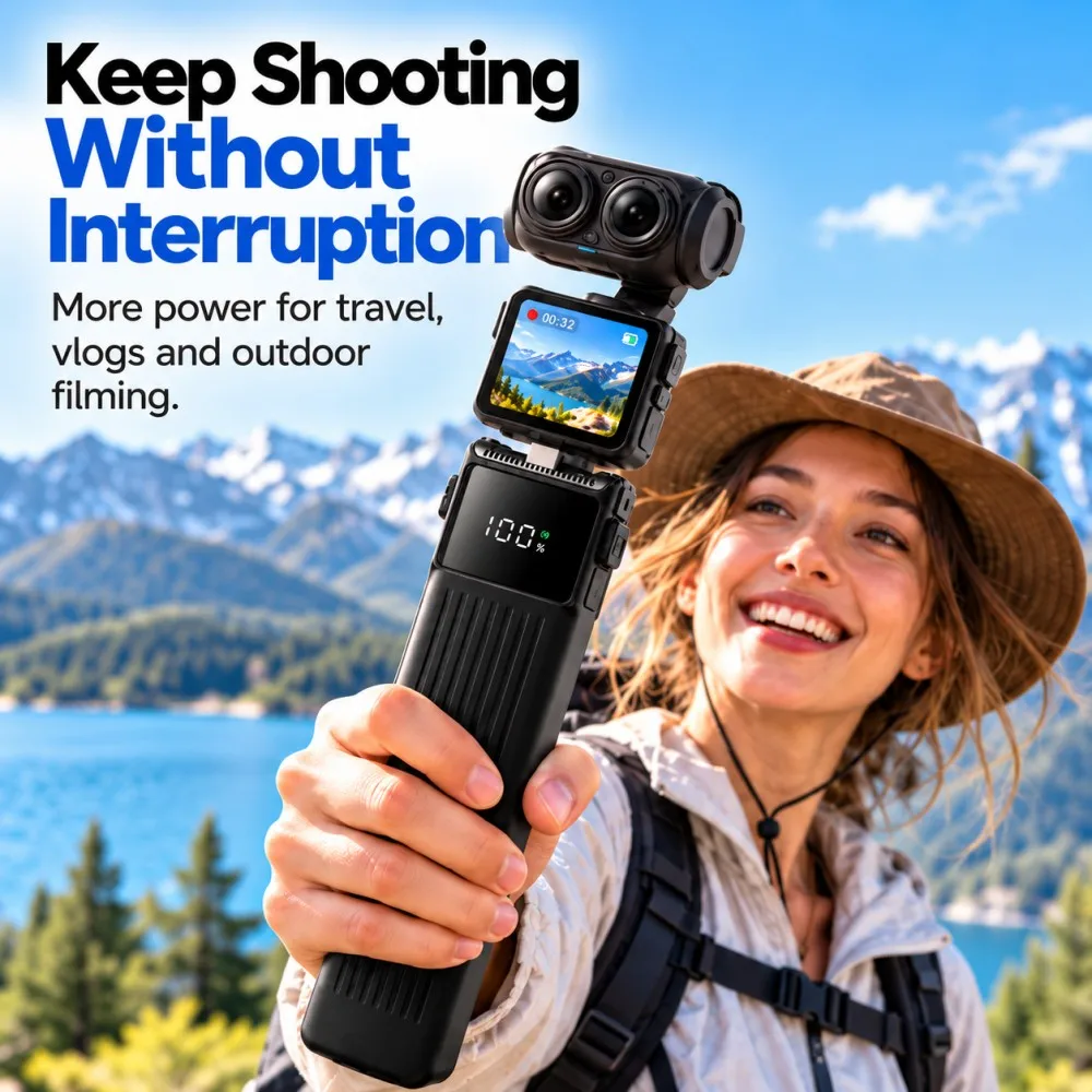 NOHON 5000/10000mAh Battery Handle for Insta360 Luna Ultra/Pro 22.5W Fast Charging Type-C Portable Power Grip Camera Accessory