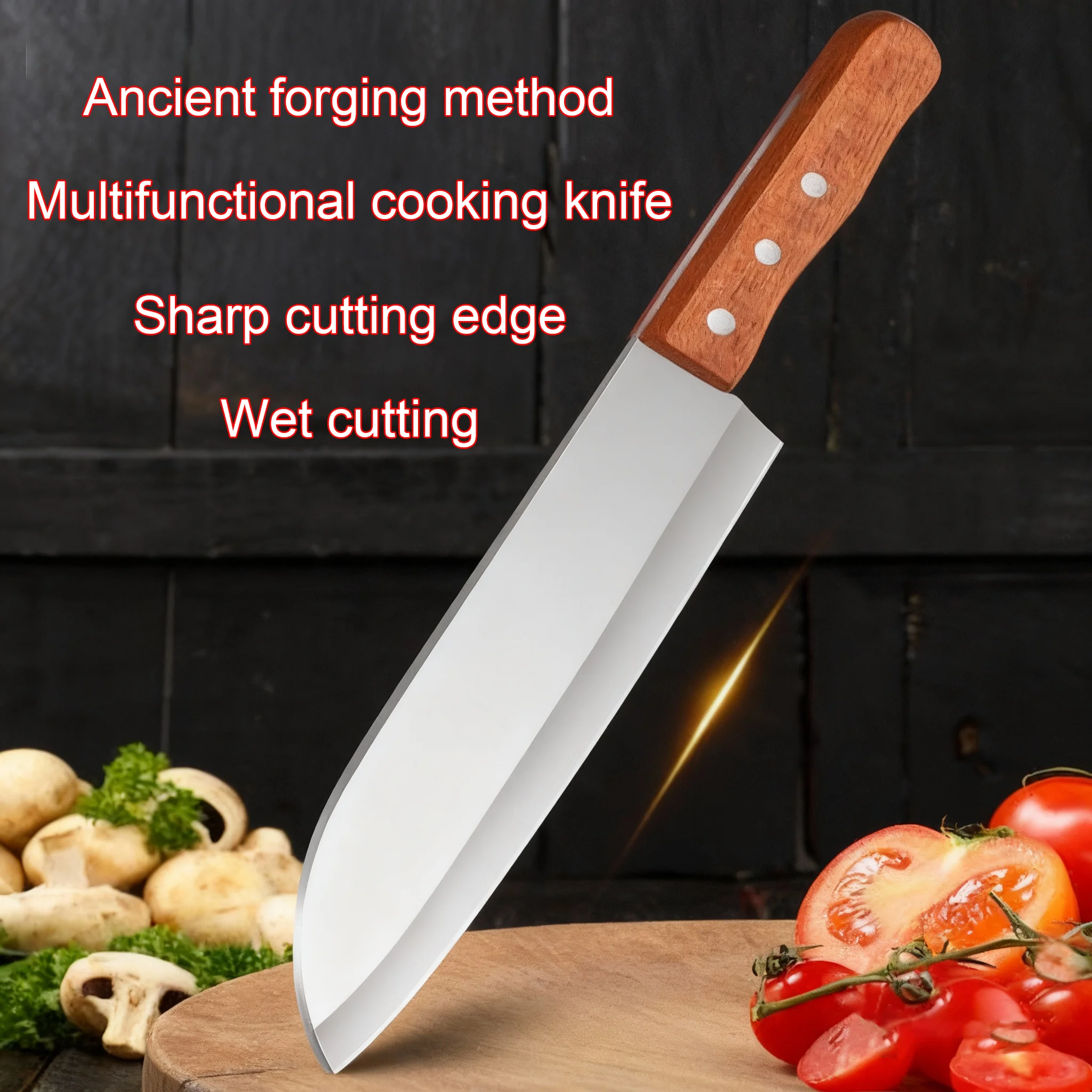Professional kitchen knife, Japanese chef's multi-functional fruit knife solid wood handle, kitchen accessory, boning knife tool