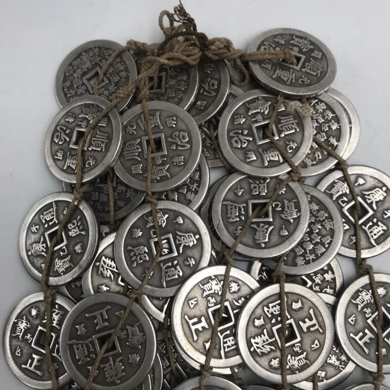 Antique Coin Collection Silver Qing Coin Five Zodiac Five Emperor Coins Pendants Pure Copper Silver Plated Diameter4.3CM